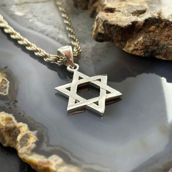 Sterling Silver Fashion Unisex Star of David Pendant - Picture 5 of 10